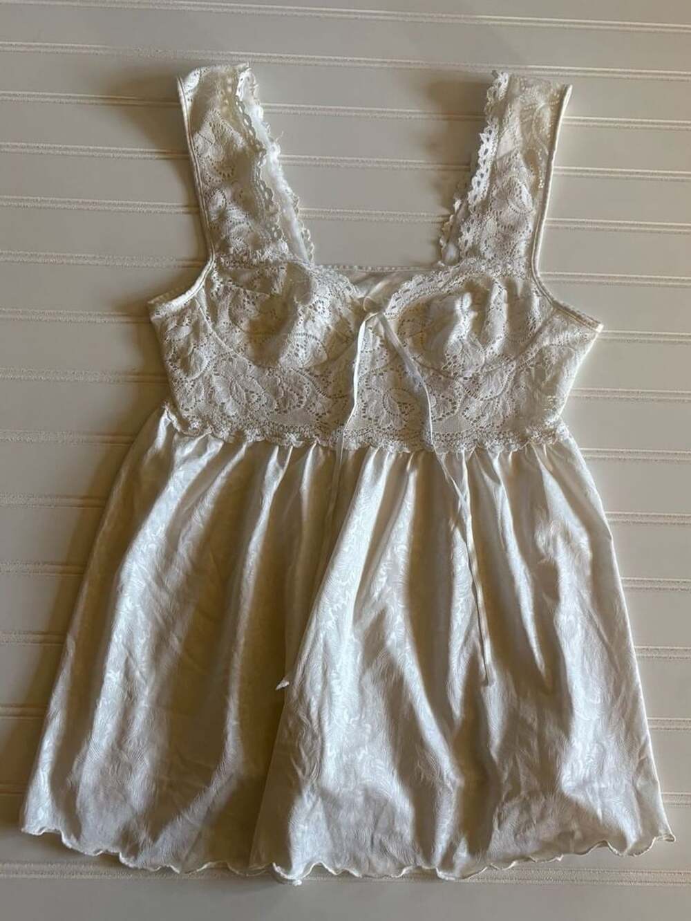 Vintage Victoria's Secret White Lace Satin Babydoll Camisole